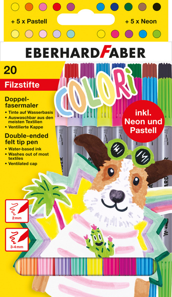Eberhard Faber EF-550020 Viltstiften Duo 2 En 3-4mmEtui 20 Stuks | Kopen bij Flickmyhouse