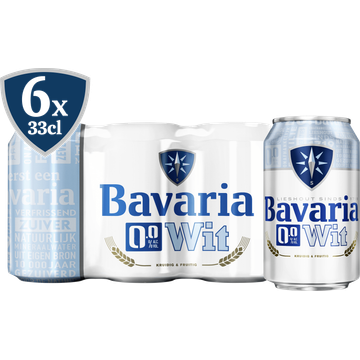 Bavaria Wit Bier 0.0% Alcoholvrij Blik 6 x 330ML bij Jumbo | Flickmyhouse