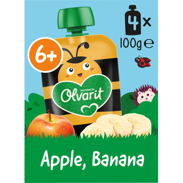 Olvarit Knijpfruit Appel Banaan 6+ Maanden 4 x 100 g bij Jumbo | Flickmyhouse