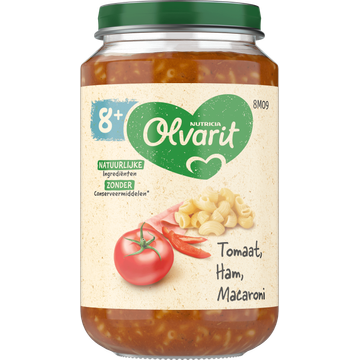 Olvarit 8+ Maanden Tomaat Ham Macaroni 200g bij Jumbo | Flickmyhouse