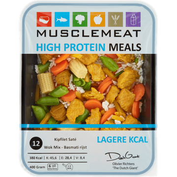 Muscle Meat High Protein Meals Kipfilet Sate Wok Mix Basmati Rijst 400 g bij Jumbo | Flickmyhouse