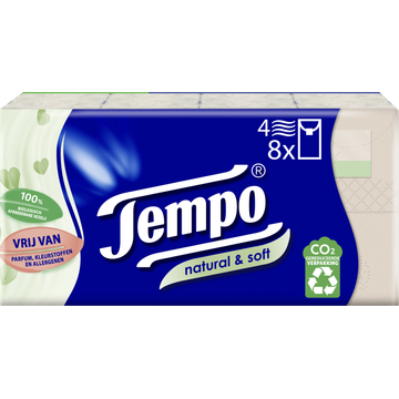 Tempo Natural & Soft 8 x 9 zakdoekjes bij Jumbo | Flickmyhouse