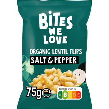 BitesWeLove Flip Its Salt & Pepper Lentil Puffs 75 g bij Jumbo | Flickmyhouse