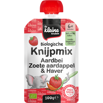 De Kleine Keuken Biologische Knijpmix Aardbei Zoete Aardappel & Haver 6+ Maanden 100 g bij Jumbo | Flickmyhouse