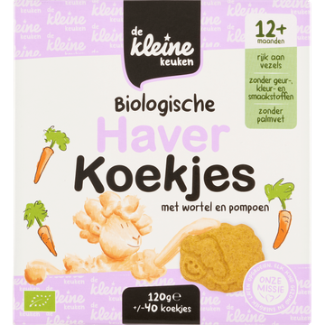 De Kleine Keuken Biologische Haverkoekjes met Wortel en Pompoen 12+ Maanden 120 g bij Jumbo | Flickmyhouse