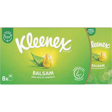 Kleenex Balsam Aloe Vera & Vitamin E Zakdoeken 4Laags 8 Stuks bij Jumbo | Flickmyhouse