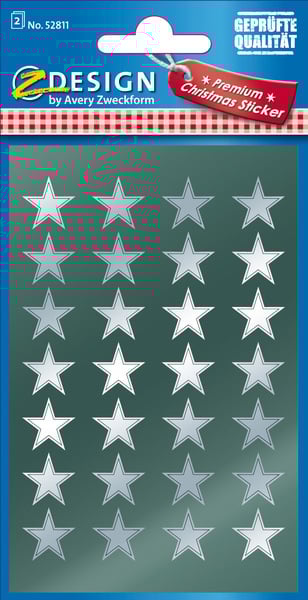 Avery AV-52811 Etiket Z-design Christmas Pakje A 2 Vel Zilveren Sterren | Kopen bij Flickmyhouse