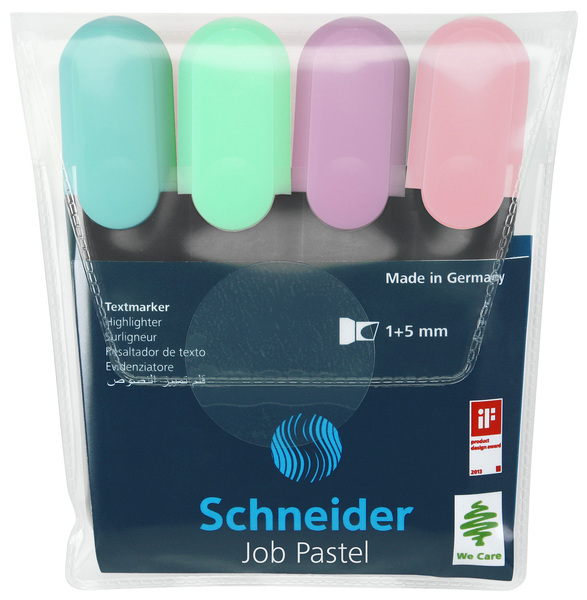 Schneider S-115098 Highlighter Job Pastel Kleur Ass. Etui A 4st. | Kopen bij Flickmyhouse
