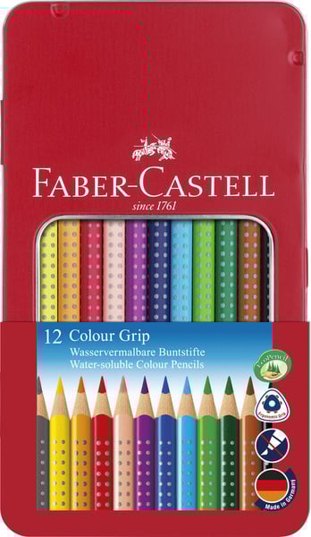 Faber Castell FC-112413 Kleurpotlood Faber-Castell GRIP Metalen Etui A 12 Stuks | Kopen bij Flickmyhouse
