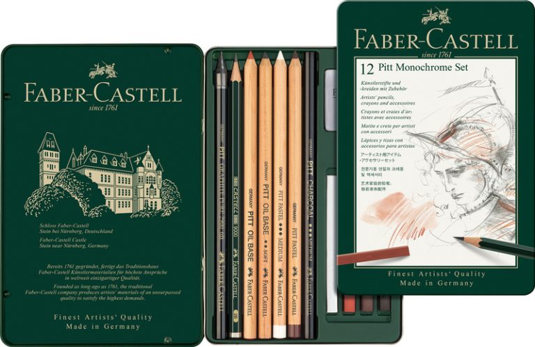 Faber Castell FC-112975 Pitt Monochrome Set Faber-Castell 12-delig Medium | Kopen bij Flickmyhouse