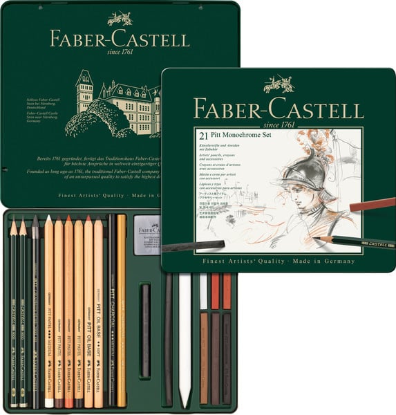 Faber Castell FC-112976 Pitt Monochrome Set Faber-Castell 21-delig Medium | Kopen bij Flickmyhouse