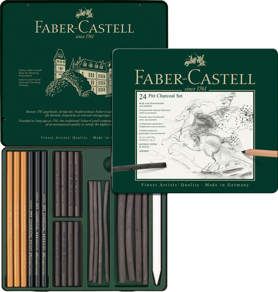 Faber Castell FC-112978 Houtskoolset Faber-Castell Pitt Monochrome 24-delig | Kopen bij Flickmyhouse