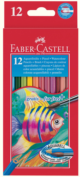 Faber Castell FC-114413 Aquarelpotlood Etui 12 Stuks + Penseel | Kopen bij Flickmyhouse