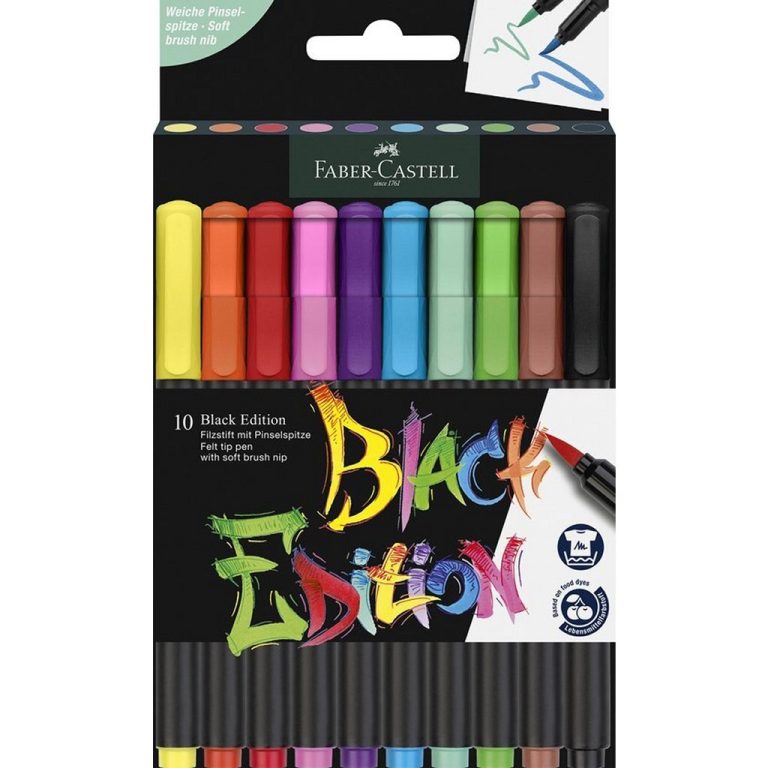 Faber Castell FC-116451 Black Edition Brushpennen 10 Stuks | Kopen bij Flickmyhouse