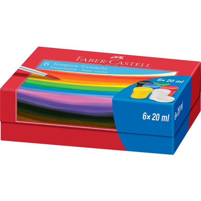 Faber Castell FC-121040 Tempera-Gouache Verf 6 Kleuren | Kopen bij Flickmyhouse