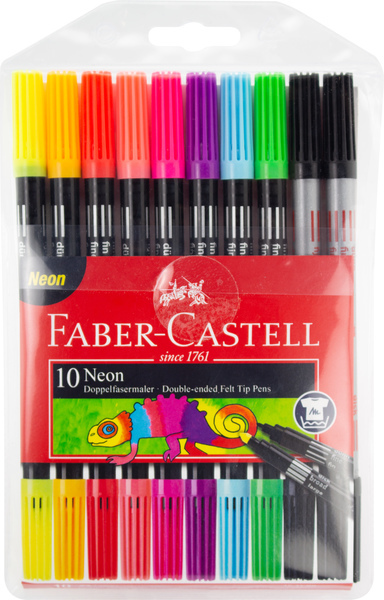 Faber Castell FC-151109 Viltstiften Duo Neon Kleuren In Etui 10 Stuks | Kopen bij Flickmyhouse