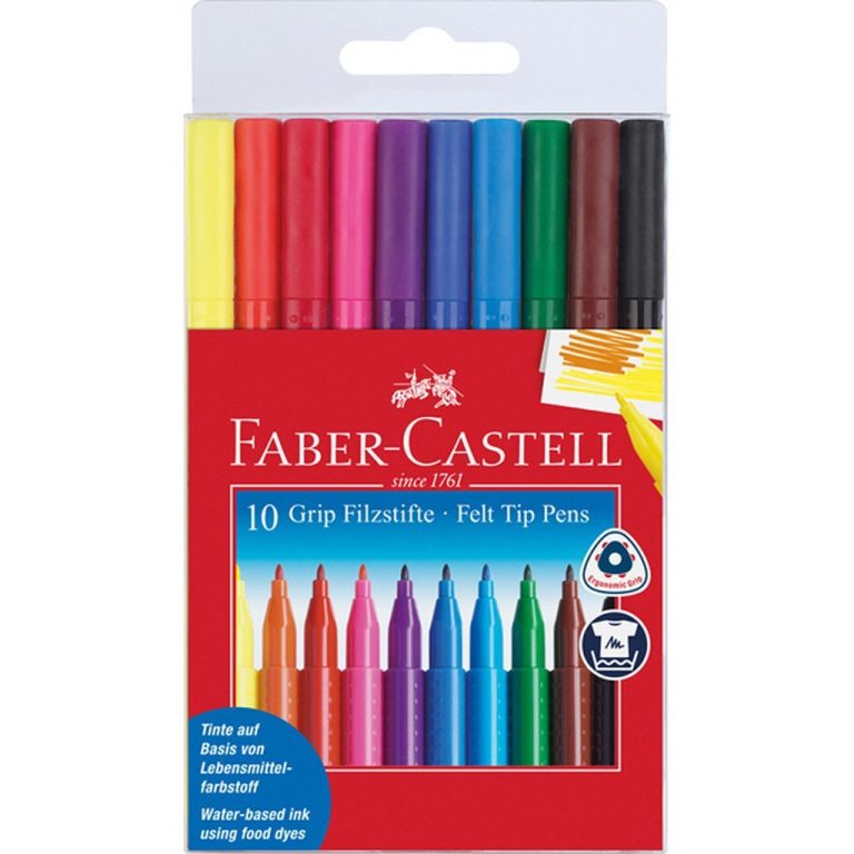 Faber Castell FC-155310 10 Viltstiften GRIP Doos met 10 Etuis | Kopen bij Flickmyhouse