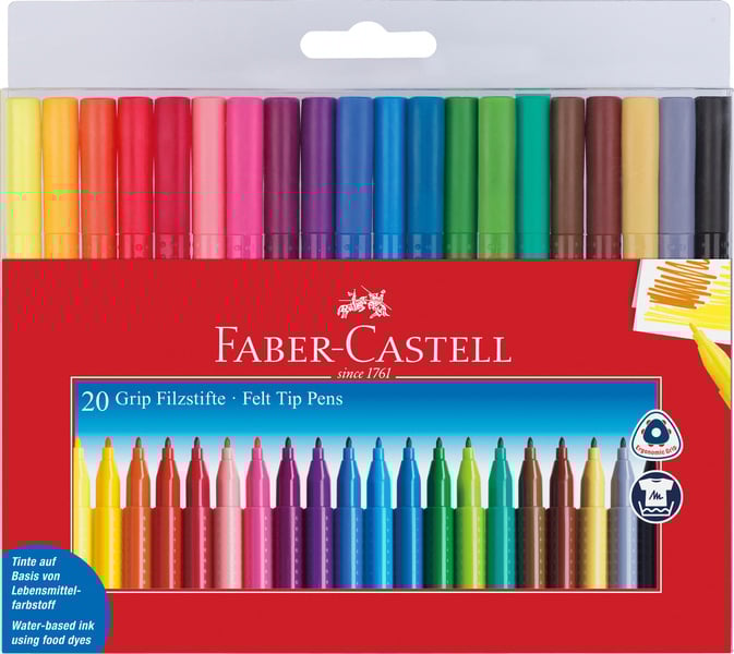 Faber Castell FC-155320 20 Viltstiften GRIP Doos 5 Stuks | Kopen bij Flickmyhouse