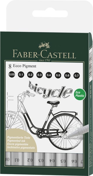 Faber Castell FC-166008 Tekenpen FC Ecco Pigment 8st. Lijn Breedtes 0.05 - 0.7 Mm | Kopen bij Flickmyhouse