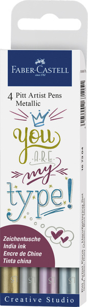 Faber Castell FC-167304 Tekenstift Faber-Castell Pitt Artist Pen Metallic 4-delig Etui | Kopen bij Flickmyhouse
