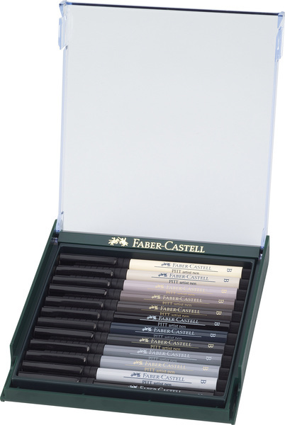 Faber Castell FC-267423 Tekenstift Faber-Castell Pitt Artist Pen Brush Set 12 Stuks Grijstinten | Kopen bij Flickmyhouse