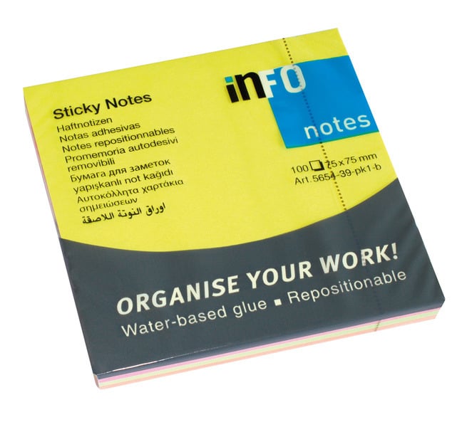 Info Notes IN-5654-39 75x75mm Assorti Brilliant Blok A 320 Vel | Kopen bij Flickmyhouse