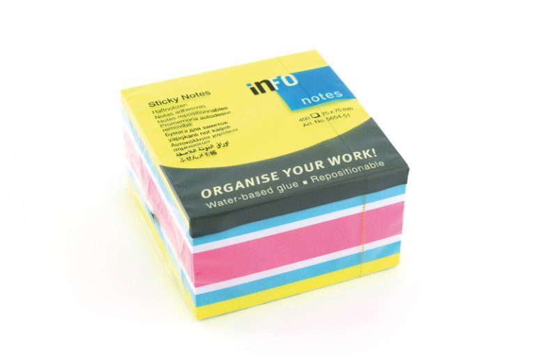 Info Notes IN-5654-51 75x75mm Assorti Brilliant Blok A 450 Vel | Kopen bij Flickmyhouse