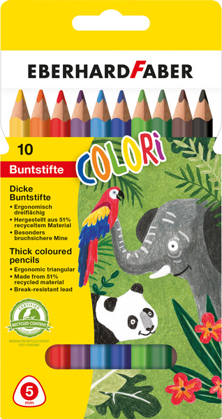 Eberhard Faber EF-511409 Kleurpotlood Jumbo 10 Stuks Driekantig In Etui | Kopen bij Flickmyhouse