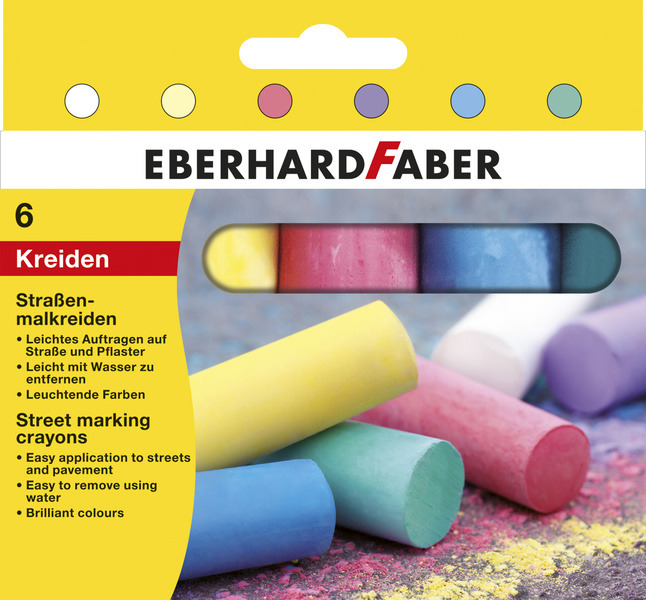Eberhard Faber EF-526506 Stoepkrijt 4-kantig 6 Kleuren | Kopen bij Flickmyhouse