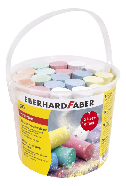 Eberhard Faber EF-526520 Stoepkrijt Glitter 20 Stuks In Emmer | Kopen bij Flickmyhouse