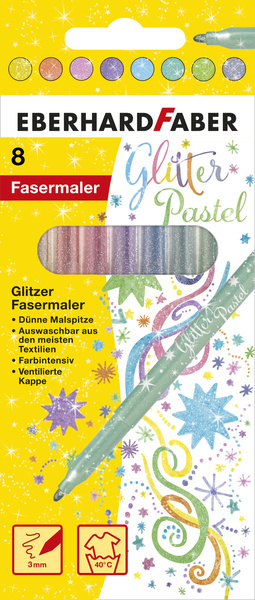 Eberhard Faber EF-551009 Viltstiften Glitter Pastel Kleuren 8 Stuks | Kopen bij Flickmyhouse