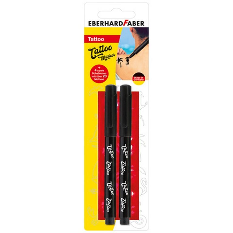 Eberhard Faber EF-559597 Tattoo Marker 2 Stuks + Sjablonen Zwart | Kopen bij Flickmyhouse