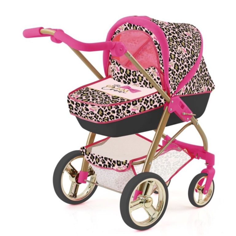 The Glam Crew 2in1 Poppenwagen Bella met Luipaardprint Roze/Goud | Kopen bij Flickmyhouse