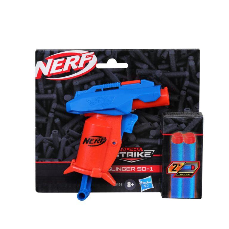 Nerf Alpha Strike Slinger SD-1 Blaster + 2 Darts Rood/Blauw | Kopen bij Flickmyhouse