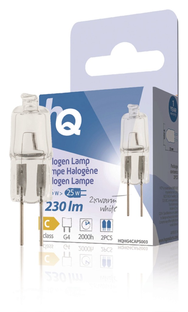 Hq Hqhg4 caps003 Halogeenlamp Capsule G4 16 W 230 Lm 2 800 K | Kopen bij Flickmyhouse