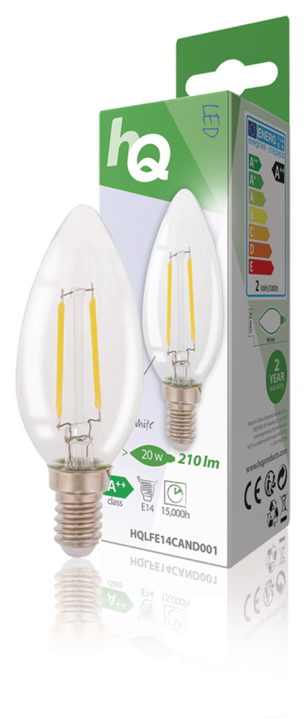 HQ HQLFE14CAND001 Led Retro Filament Lamp E14 Kaars 2 W 210 Lm 2700 K | Kopen bij Flickmyhouse