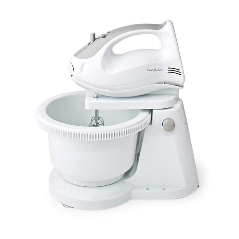 Nedis KAHM110CWT Handmixer 200 W 5-snelheden Turbo-functie Draaikom / 2 Deeghaken / 2 Kloppers Grijs / Wit | Kopen bij Flickmyhouse