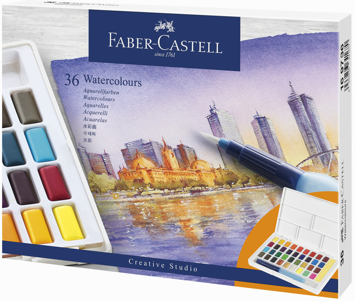Faber Castell FC-169736 Waterverf Faber-Castell In Box Met 36 Kleuren | Kopen bij Flickmyhouse