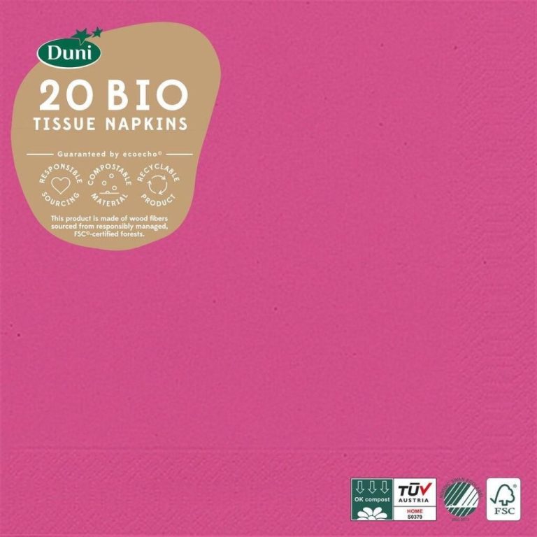 Duni Servetten Bio 3-laags 33 X 33 Cm Papier Fuchsia 20 Stuks | Kopen bij Flickmyhouse