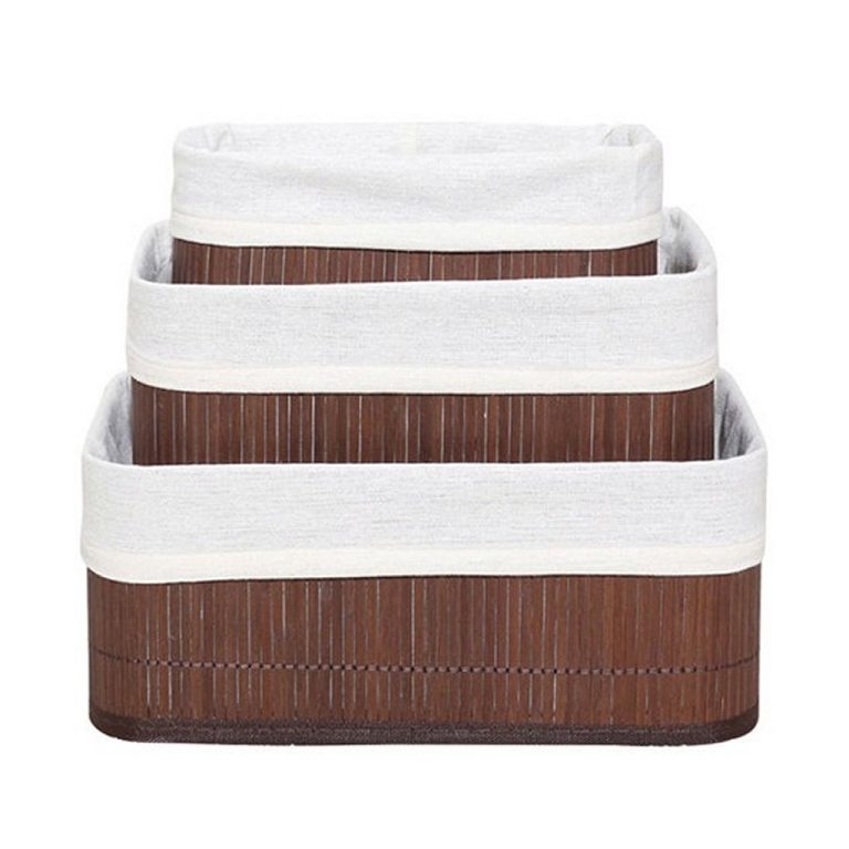 Homestyle Pro Bamboe Opbergmanden 3 Stuks Bruin/Wit | Kopen bij Flickmyhouse
