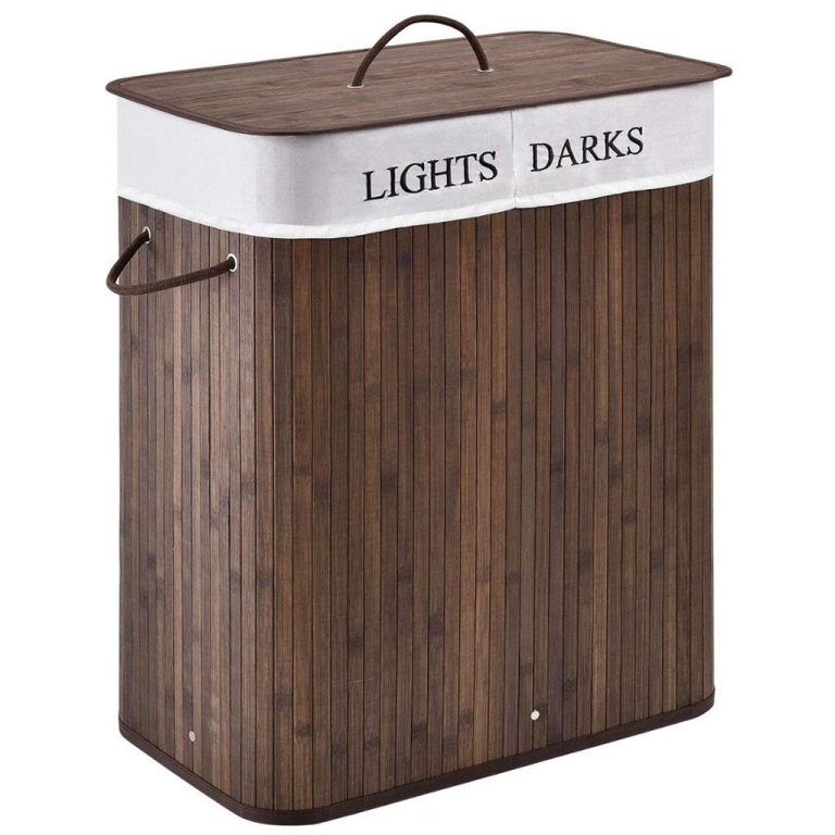 Homestyle Pro Rechthoekige Bamboe Wasmand + Tekst 52x32x63 cm Bruin/Wit | Kopen bij Flickmyhouse