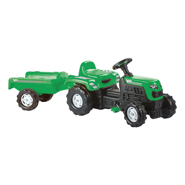 Dolu Traptractor met Aanhanger & Claxon Groen/Zwart | Kopen bij Flickmyhouse