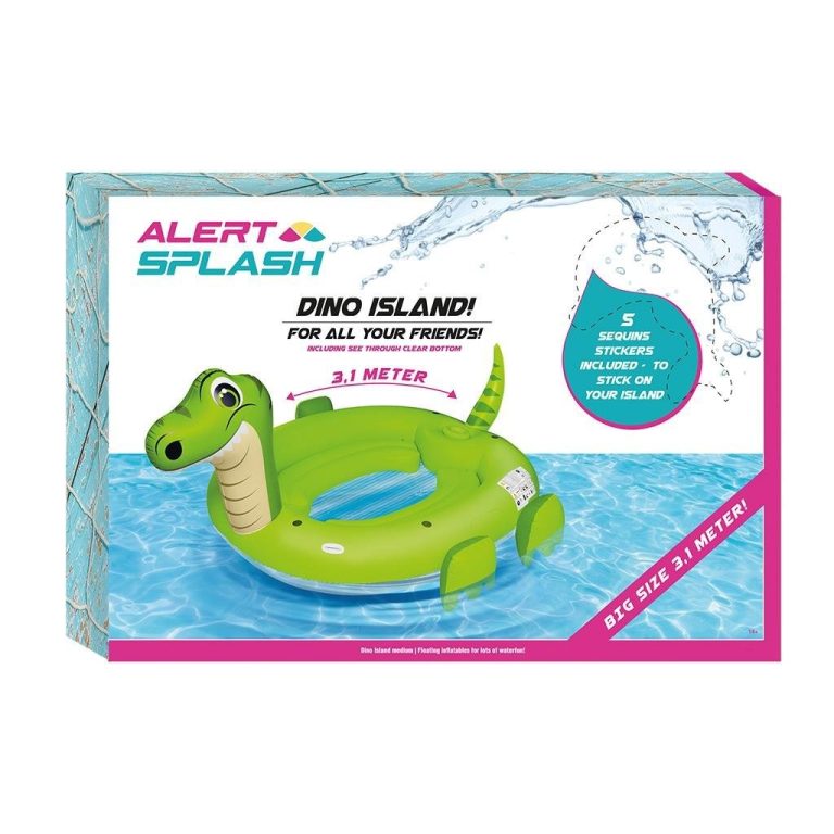 Alert Splash Opblaasbare Dino Eiland met 5 Stickers 310x270x175 cm | Kopen bij Flickmyhouse
