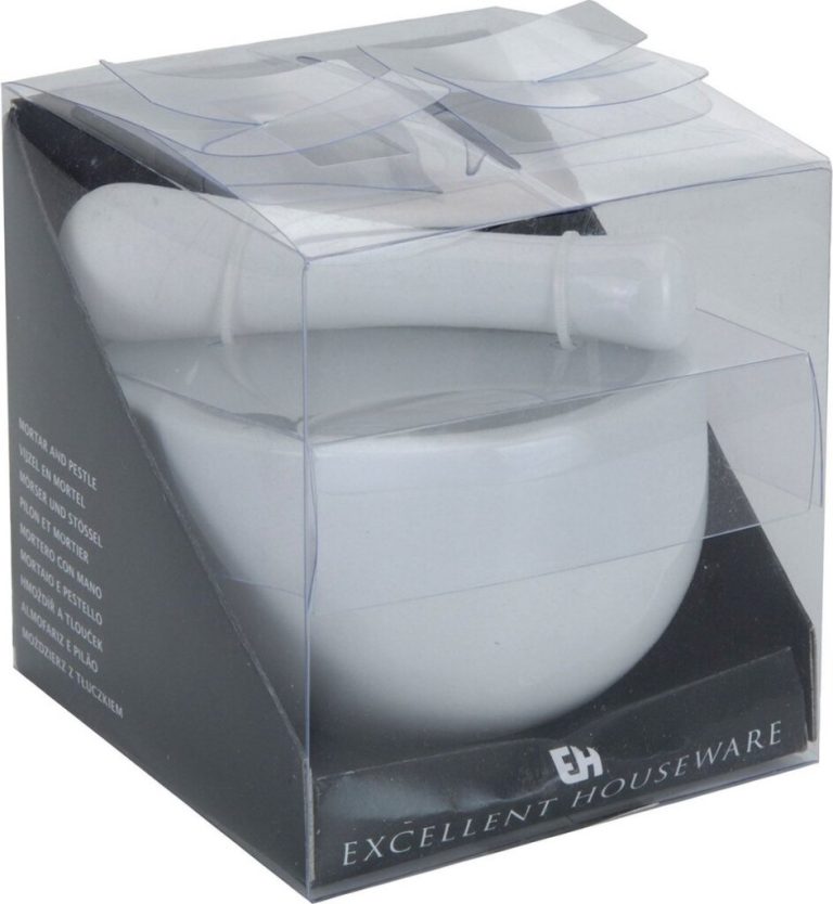 Excellent Houseware Witte Bijzel met Stamper van Porselein 11x10 cm Kruiden Specerijen Vermalen | Kopen bij Flickmyhouse