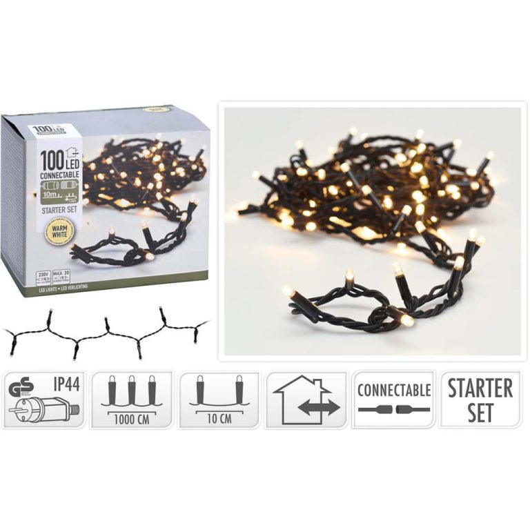 S.I.A.Koppelbare Kerstverlichting Starter Set 100 LEDs 10M IP44 | Kopen bij Flickmyhouse