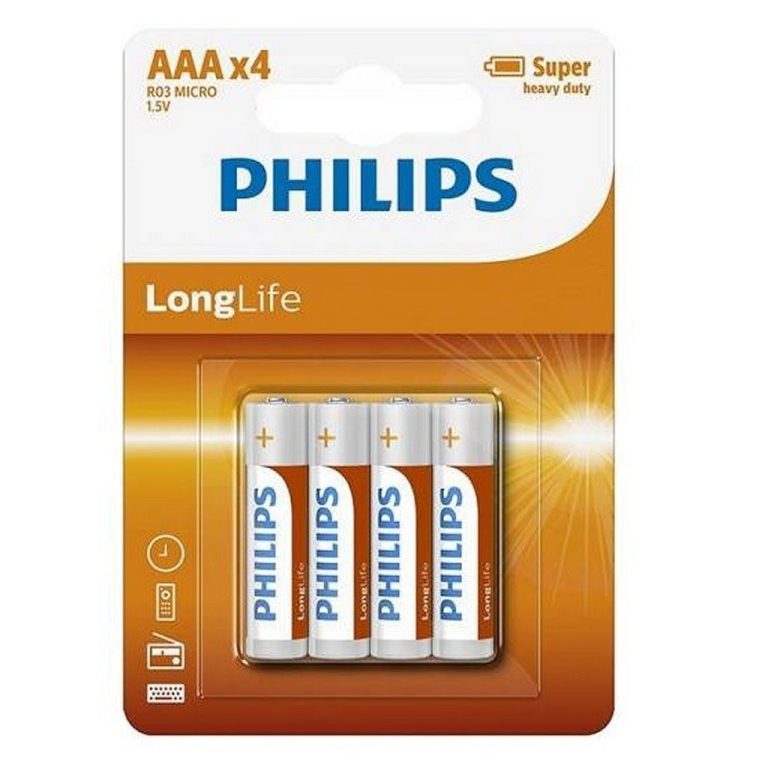 Philips R03 Longlife AAA Batterij 4 Stuks | Kopen bij Flickmyhouse