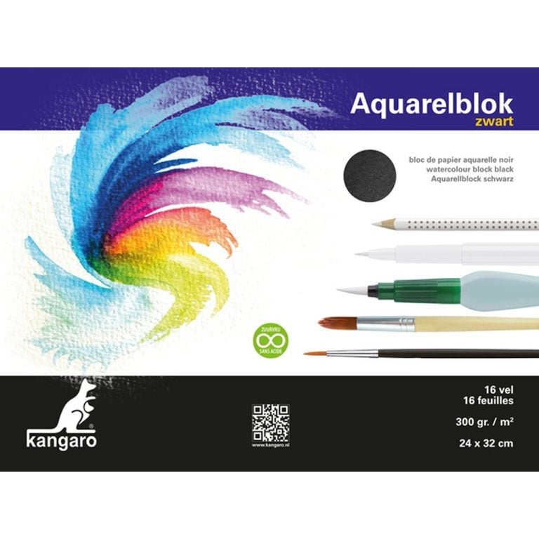 Kangaro K-5312 Aquarelblok 32x24 cm 300 Gram 16 Vel Zwart | Kopen bij Flickmyhouse