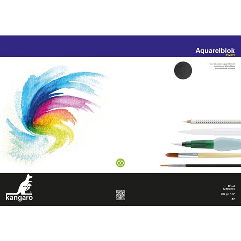 Kangaro K-5314 A2 Aquarelblok 300 Gram 12 Vel Zwart | Kopen bij Flickmyhouse