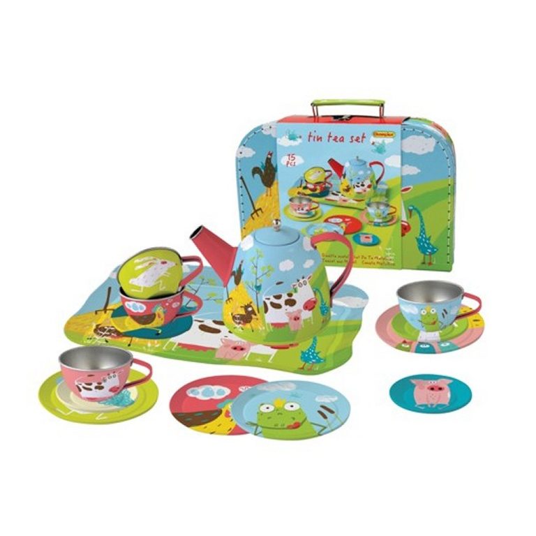 Simply for Kids Theeservies Metaal in Koffer met Boerderijdieren 15-delig | Kopen bij Flickmyhouse
