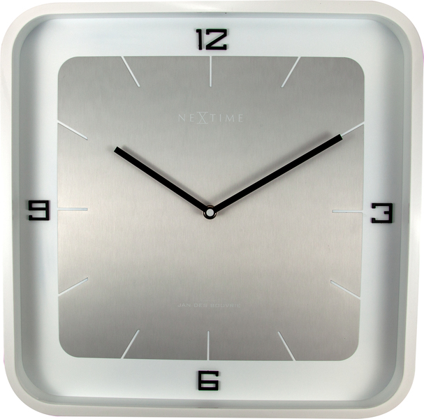 NeXtime NE-3518WI Wandklok Square Wall 40 X 40 X 4 Cm Wit | Kopen bij Flickmyhouse
